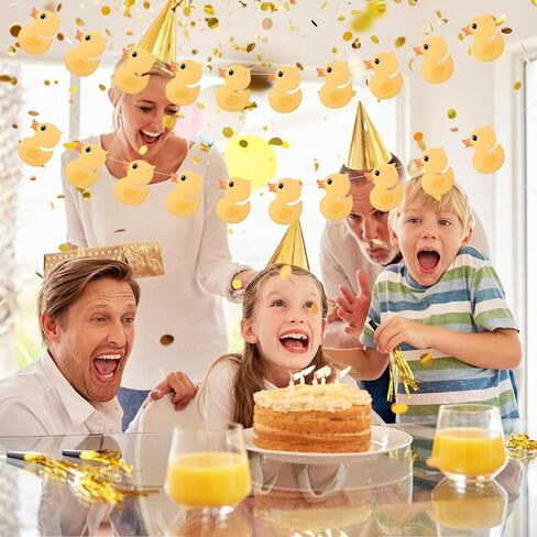 2pcs Duck Birthday Banner, Cute Cartoon Yellow Duck Garland Photo Backdrop Hanging Decor for Themed Birthday Party Supplies Decorations in Saudi Arabia