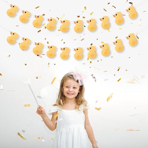 2pcs Duck Birthday Banner, Cute Cartoon Yellow Duck Garland Photo Backdrop Hanging Decor for Themed Birthday Party Supplies Decorations in Saudi Arabia
