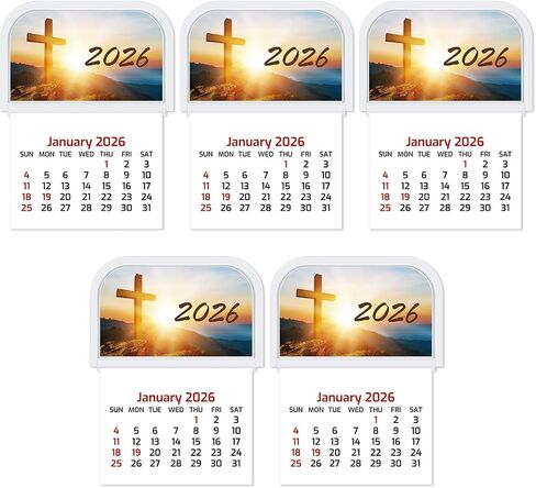 5 PCS 2026 MINI Stick on التقويم التقويم الصغير تقويمًا شهريًا ولصقًا لاصقًا لبطاقات العمل على جدار السيارات ، مكتب الشاحنة المحمولة للثلاجة (الطبيعة) in Kuwait