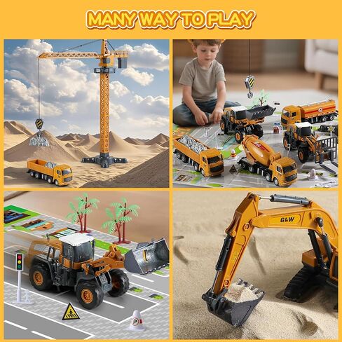 TRUCTS TRUCTS TOY مع تخزين الحافلات الصفراء و PLAY MAT-ألعاب هندسة محاكاة DELOY DETINGERAY مع إكسسوارات السيناريو-هدايا مثالية للأعمار 3-8 ، الأولاد والبنات (8 في 1) in Kuwait