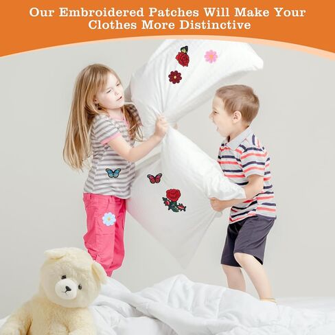 72 pcs زهرة الحديد على بقع ملونة الفراشة الحديد المطرزة على بقع للملابس خياطة تصحيح لطيف daisy زهرة النحل تصحيح لسترات الجينات الجينز سراويل القبعات على الظهر in Kuwait