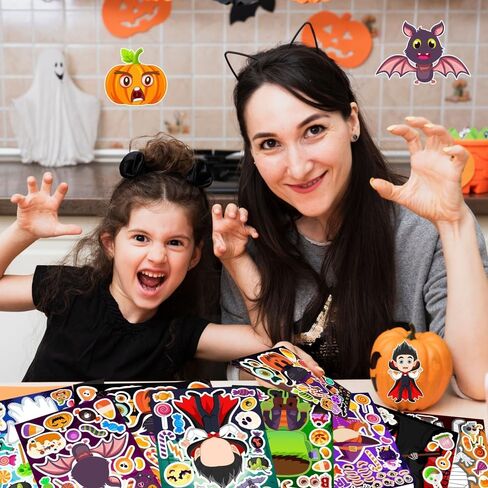 36 Sheets Halloween Stickers for Kids, Make Your Own Halloween Stickers, Halloween Party Games Stickers, Halloween Party Favors DIY Crafts Trick or Treat Party Supplies in Kuwait