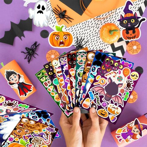 36 Sheets Halloween Stickers for Kids, Make Your Own Halloween Stickers, Halloween Party Games Stickers, Halloween Party Favors DIY Crafts Trick or Treat Party Supplies in Kuwait