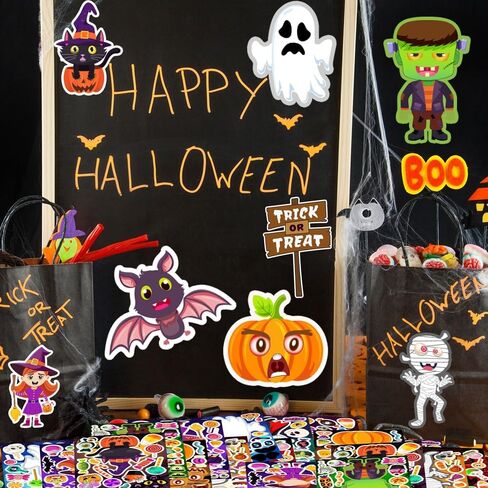 36 Sheets Halloween Stickers for Kids, Make Your Own Halloween Stickers, Halloween Party Games Stickers, Halloween Party Favors DIY Crafts Trick or Treat Party Supplies in Kuwait