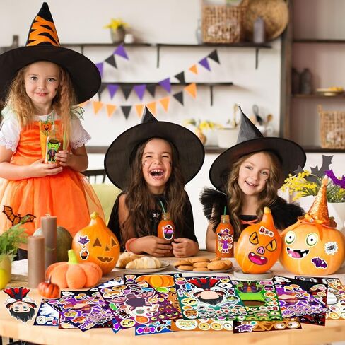 36 Sheets Halloween Stickers for Kids, Make Your Own Halloween Stickers, Halloween Party Games Stickers, Halloween Party Favors DIY Crafts Trick or Treat Party Supplies in Kuwait