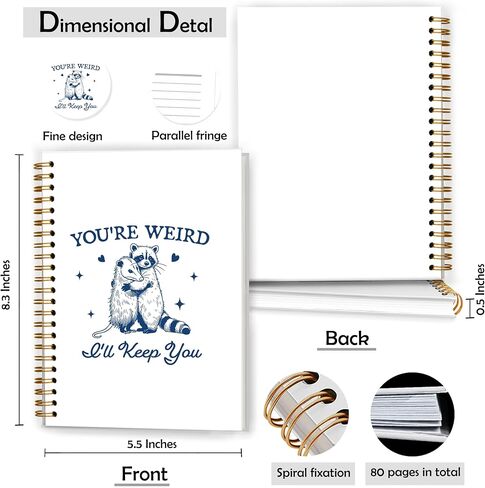 Funny Racoon Opossum Meme Notebook, Possum Journal, Opossum Gifts for Women, You're Weird I'll Keep You Spiral Notebooks 5.5x8.3 Inch in Saudi Arabia