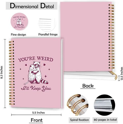 Funny Racoon Opossum Meme Notebook, Possum Journal, Opossum Gifts for Women, You're Weird I'll Keep You Spiral Notebooks 5.5x8.3 Inch in Saudi Arabia