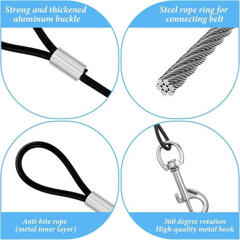 2 PCS Pres Proof Dog Extension ، Dog Leash Extender Metal Non-tangle Short Dogs Housh Highting Duty Dickes Extender للمشي والتدريب الصغير المتوسط ​​(الأسود) in Saudi Arabia