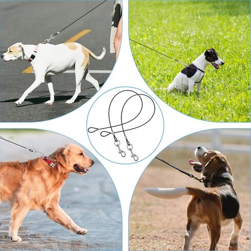 2 PCS Pres Proof Dog Extension ، Dog Leash Extender Metal Non-tangle Short Dogs Housh Highting Duty Dickes Extender للمشي والتدريب الصغير المتوسط ​​(الأسود) in Saudi Arabia
