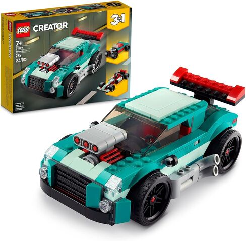 Lego Creator 3 in 1 Street Racer Car ، تتحول مجموعة Rebuildable إلى سيارة عضلية أو قضيب ساخن أو لعبة سباق سيارة ، هدية رائعة للسيارة للبنين والبنات الذين تتراوح أعمارهم بين 7 سنوات ، 31127 in Saudi Arabia