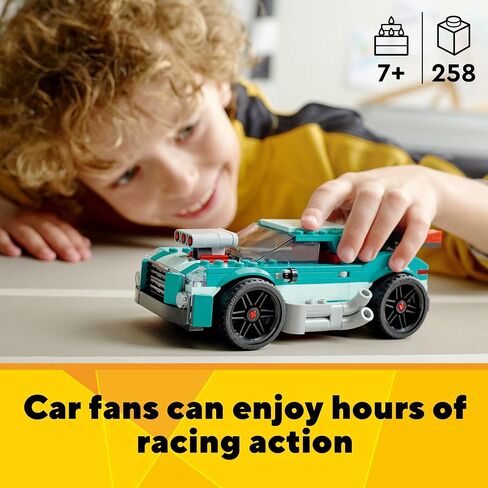Lego Creator 3 in 1 Street Racer Car ، تتحول مجموعة Rebuildable إلى سيارة عضلية أو قضيب ساخن أو لعبة سباق سيارة ، هدية رائعة للسيارة للبنين والبنات الذين تتراوح أعمارهم بين 7 سنوات ، 31127 in Saudi Arabia