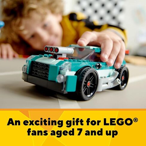Lego Creator 3 in 1 Street Racer Car ، تتحول مجموعة Rebuildable إلى سيارة عضلية أو قضيب ساخن أو لعبة سباق سيارة ، هدية رائعة للسيارة للبنين والبنات الذين تتراوح أعمارهم بين 7 سنوات ، 31127 in Saudi Arabia