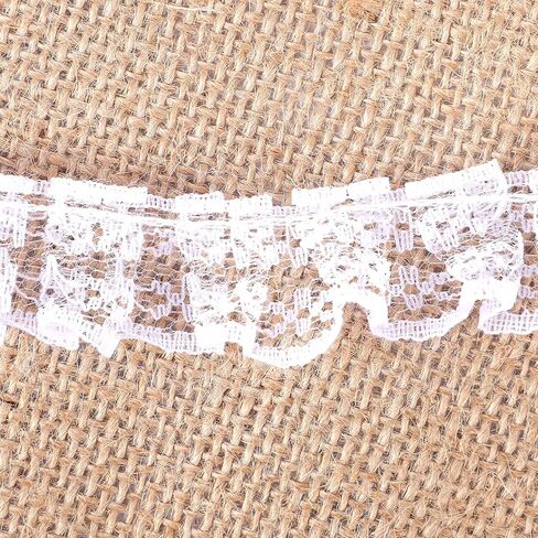 10 Yards Pleated Organza Lace Edge Gathered Mesh Trim Ribbon 0.9 Inches Vintage Edging Trimmings Fabric Laces Trim Sewing Crafts Lace for Gift Wrapping Dress Decoration Wedding Bouquet in Saudi Arabia