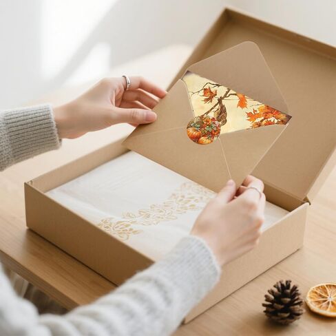 50 Pack Fall Cards Boxed Truck Pumpkin Leaves Greeting Cards with Envelopes Stickers Glue Stick Autumn Blank Note Card for Thanksgiving Harvest Party Supplies, 4 x 6 Inch in Saudi Arabia