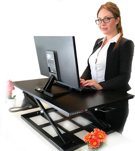 Standing Sit and Stand Up Desk - Easy Height Adjustable Table Jack Desk Converter with Huge 32" x 22" Instantly Convert Any Variable Portable Computer Monitors for Work Home by Elevating in Seconds in Saudi Arabia