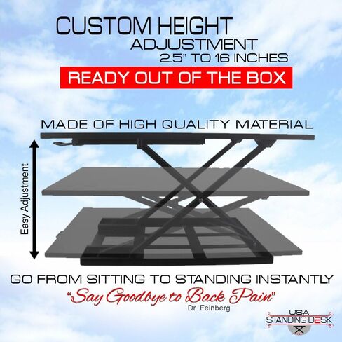 Standing Sit and Stand Up Desk - Easy Height Adjustable Table Jack Desk Converter with Huge 32" x 22" Instantly Convert Any Variable Portable Computer Monitors for Work Home by Elevating in Seconds in Saudi Arabia