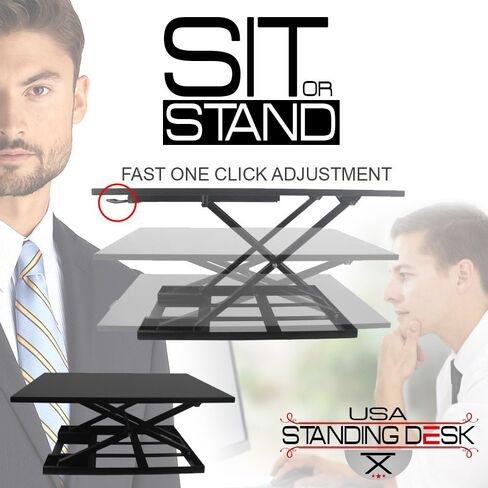Standing Sit and Stand Up Desk - Easy Height Adjustable Table Jack Desk Converter with Huge 32" x 22" Instantly Convert Any Variable Portable Computer Monitors for Work Home by Elevating in Seconds in Saudi Arabia