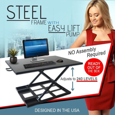 Standing Sit and Stand Up Desk - Easy Height Adjustable Table Jack Desk Converter with Huge 32" x 22" Instantly Convert Any Variable Portable Computer Monitors for Work Home by Elevating in Seconds in Saudi Arabia