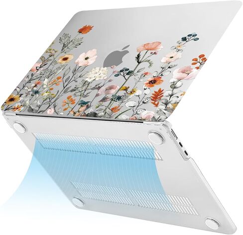 MOSISO Compatible with MacBook Air 13 inch Case 2024-2022 M3 A3113 M2 A2681,Plastic Garden Flowers Hard Case&Keyboard Cover&Screen Film Compatible with MacBook Air 13.6 inch Case&Bag,Transparent&Black in Saudi Arabia