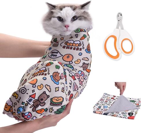 27.6 "Cat Grooming Wrap ، Wrap Cat لقطع الأظافر ، الطب ، تفريش الأسنان ، وقيود تقليم الأظافر ، ولف تقويم القطط ، ومضاد للخلع مضاد لـ Escape L (ضمن 15 رطلاً) in Kuwait