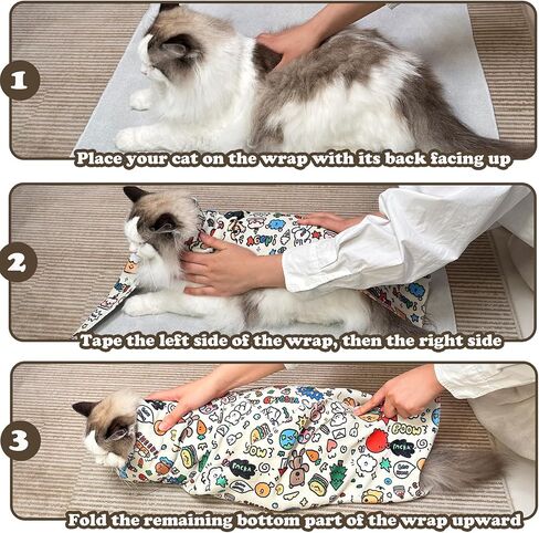 27.6 "Cat Grooming Wrap ، Wrap Cat لقطع الأظافر ، الطب ، تفريش الأسنان ، وقيود تقليم الأظافر ، ولف تقويم القطط ، ومضاد للخلع مضاد لـ Escape L (ضمن 15 رطلاً) in Kuwait