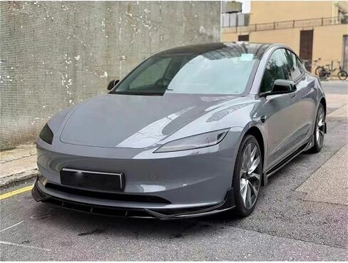 شفة تنورة جانبية للسيارة امتداد شفة متوافقة مع Tesla Model 3 Highland 2024-2025 التنانير الجانبية Door Door Pumper Lip Carbon Carbon Protector (Gloss Black) in Kuwait
