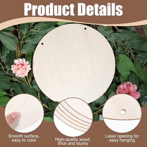 6 Pieces 8 Inch Unfinished Wood Circles Natural Wooden Discs Wooden Ornaments for DIY Crafts Painting Wood Burning Door Hanger Signs Christmas Decorations in Saudi Arabia