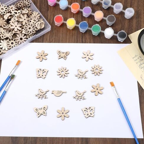 100pcs الزهور الخشبية للحرف اليدوية ، طيور ميني خشب الحرف DIY DIY شرائح الخشب غير المكتملة in Saudi Arabia
