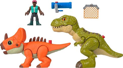 Fisher-Price Imaginext Jurassic World Rebirth Playet ، T. Tex Toy Gift Pack مع شخصية عمل بشرية 3 بوصات ، 2 ديناصورات وملحقات (Amazon Exclusive) in Saudi Arabia