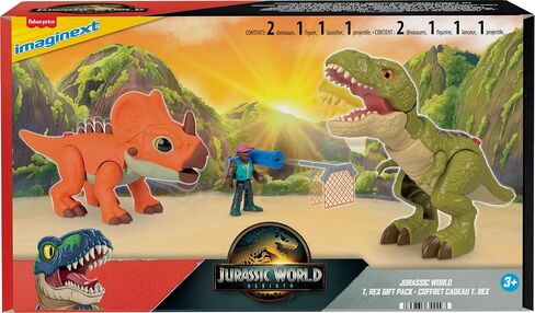 Fisher-Price Imaginext Jurassic World Rebirth Playet ، T. Tex Toy Gift Pack مع شخصية عمل بشرية 3 بوصات ، 2 ديناصورات وملحقات (Amazon Exclusive) in Saudi Arabia