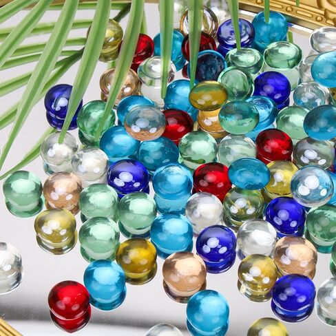 0.95 LB Flat Marbles Mixed Color About 170 Pcs Flat Glass Beads Gems for Vase Fillers Stones Decorative Glass Pebbles Arts Crafts Table Scatter Fish Tank Aquarium Landscaping Decor in Kuwait