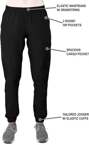 Green Town Scrubs for Women Scrub Set - Jogger Pant and V-Neck Top, 6 Pockets, Easy Care Uniforms-Black-X-Small Tall in Saudi Arabia