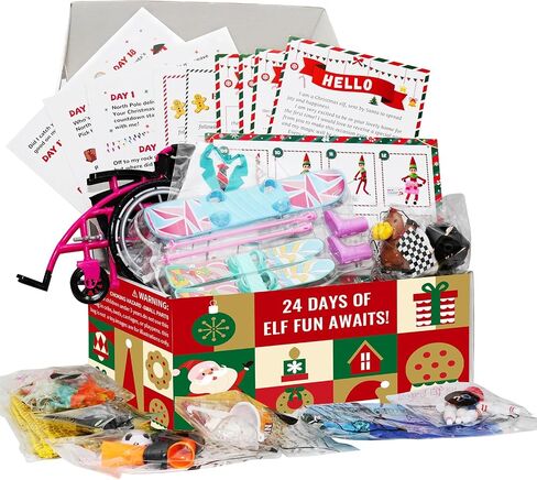 24 يوم مشهد عيد الميلاد العفريت مجموعة Advent Calendar - 80+ الدعائم النشاط ، مربع Daily Magic Surprise لديكور العطلات والمرح (قزم غير مدرج) in Saudi Arabia