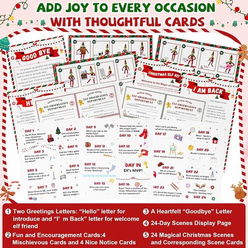 24 يوم مشهد عيد الميلاد العفريت مجموعة Advent Calendar - 80+ الدعائم النشاط ، مربع Daily Magic Surprise لديكور العطلات والمرح (قزم غير مدرج) in Saudi Arabia
