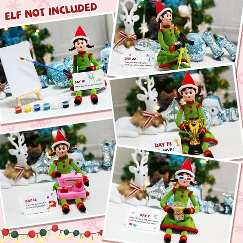 24 يوم مشهد عيد الميلاد العفريت مجموعة Advent Calendar - 80+ الدعائم النشاط ، مربع Daily Magic Surprise لديكور العطلات والمرح (قزم غير مدرج) in Saudi Arabia