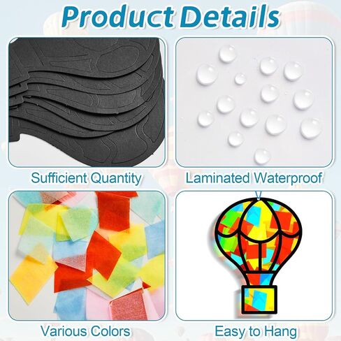 32 Sets Hot Air Balloons Tissue Paper Craft Kits Back To School Suncatchers Bulk Stained Glass Effect Hot Air Hanging Ornaments Make Your Own DIY Art Crafts Decor for Kids Classroom School Activities in Saudi Arabia