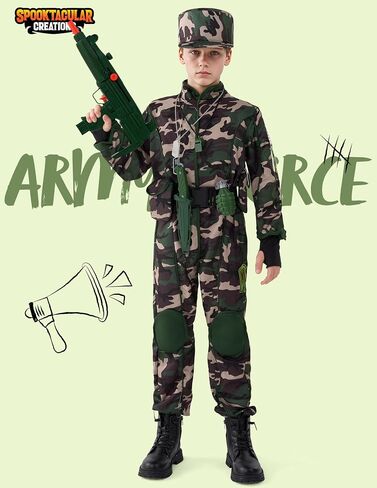 أزياء جيش إبداعات Spooktacular للأولاد ، زي الأطفال العسكريين ، ملابس قوات Camo الخاصة للأطفال Cosplay Cosplay in Saudi Arabia