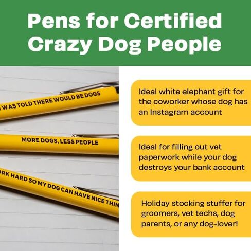أقلام Funny Dog People، مجموعة هدايا مضحكة لأصحاب الحيوانات الأليفة أو زملاء العمل، أقلام حبر جاف سوداء in Kuwait