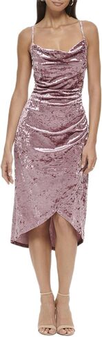 GUESS Women's Velvet Cowl Neck Slip Dress, Mauve in Kuwait