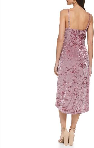 GUESS Women's Velvet Cowl Neck Slip Dress, Mauve in Kuwait