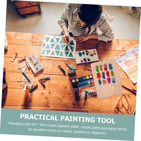 Housoutil Wooden Painting Palette for Artists and Beginners Thickened Linden Wood Mixing Tray for Acrylic and Oil Paints Lightweight Art Accessory in Saudi Arabia