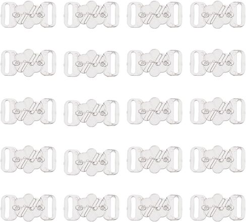 SUPERFINDINGS 60 Sets Plastic Bikini Bra Clips Hooks Flower Shaped Bra Slide Buckles Clear Swimsuit Bra Hooks Bikini Halter Adjustment Slides for Swimsuit Tops and Lingerie, 2.1x1.4cm in Saudi Arabia
