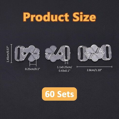 SUPERFINDINGS 60 Sets Plastic Bikini Bra Clips Hooks Flower Shaped Bra Slide Buckles Clear Swimsuit Bra Hooks Bikini Halter Adjustment Slides for Swimsuit Tops and Lingerie, 2.1x1.4cm in Saudi Arabia