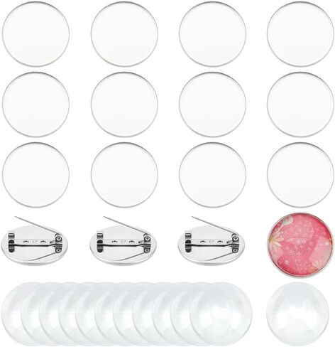 UNICRAFTALE 16 Sets 30mm Blank Dome Brooch Making Kit 304 Stainless Steel Brooch Base Settings Flat Round Brooch Pin with Glass Cabochons for Badge Corsage DIY Jewelry Making in Saudi Arabia