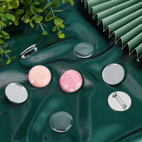 UNICRAFTALE 16 Sets 30mm Blank Dome Brooch Making Kit 304 Stainless Steel Brooch Base Settings Flat Round Brooch Pin with Glass Cabochons for Badge Corsage DIY Jewelry Making in Saudi Arabia