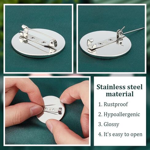 UNICRAFTALE 16 Sets 30mm Blank Dome Brooch Making Kit 304 Stainless Steel Brooch Base Settings Flat Round Brooch Pin with Glass Cabochons for Badge Corsage DIY Jewelry Making in Saudi Arabia