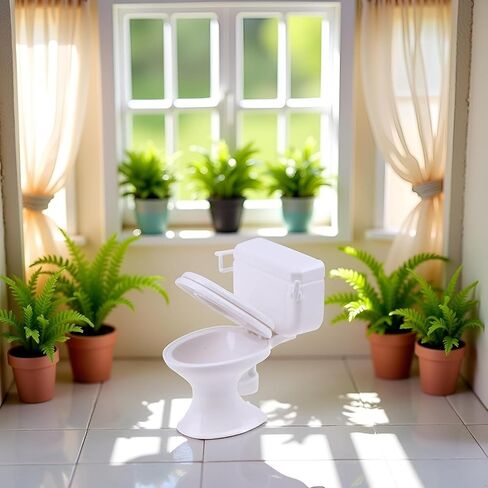 White Plastic Decoration 1:12 House Toilet House Bathroom Furniture Mini Toilet Cake Decoration for House Accessories Dollhouse Décor in Saudi Arabia