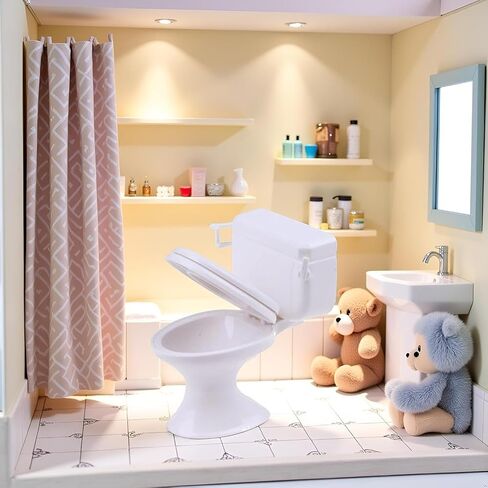 White Plastic Decoration 1:12 House Toilet House Bathroom Furniture Mini Toilet Cake Decoration for House Accessories Dollhouse Décor in Saudi Arabia