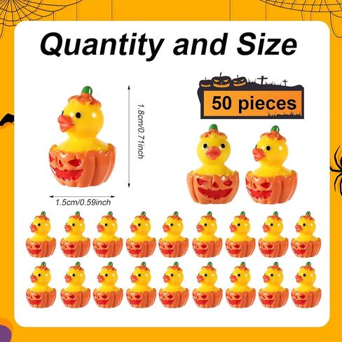 50pcs Mini Resin Ducks, Halloween Tiny Ducks Novelty Miniature Resin Small Ducks for Halloween Party Favors Garden Micro Landscape School Crafts Decoration (Pumpkin Duck) in Saudi Arabia