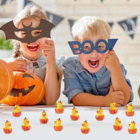 50pcs Mini Resin Ducks, Halloween Tiny Ducks Novelty Miniature Resin Small Ducks for Halloween Party Favors Garden Micro Landscape School Crafts Decoration (Pumpkin Duck) in Saudi Arabia